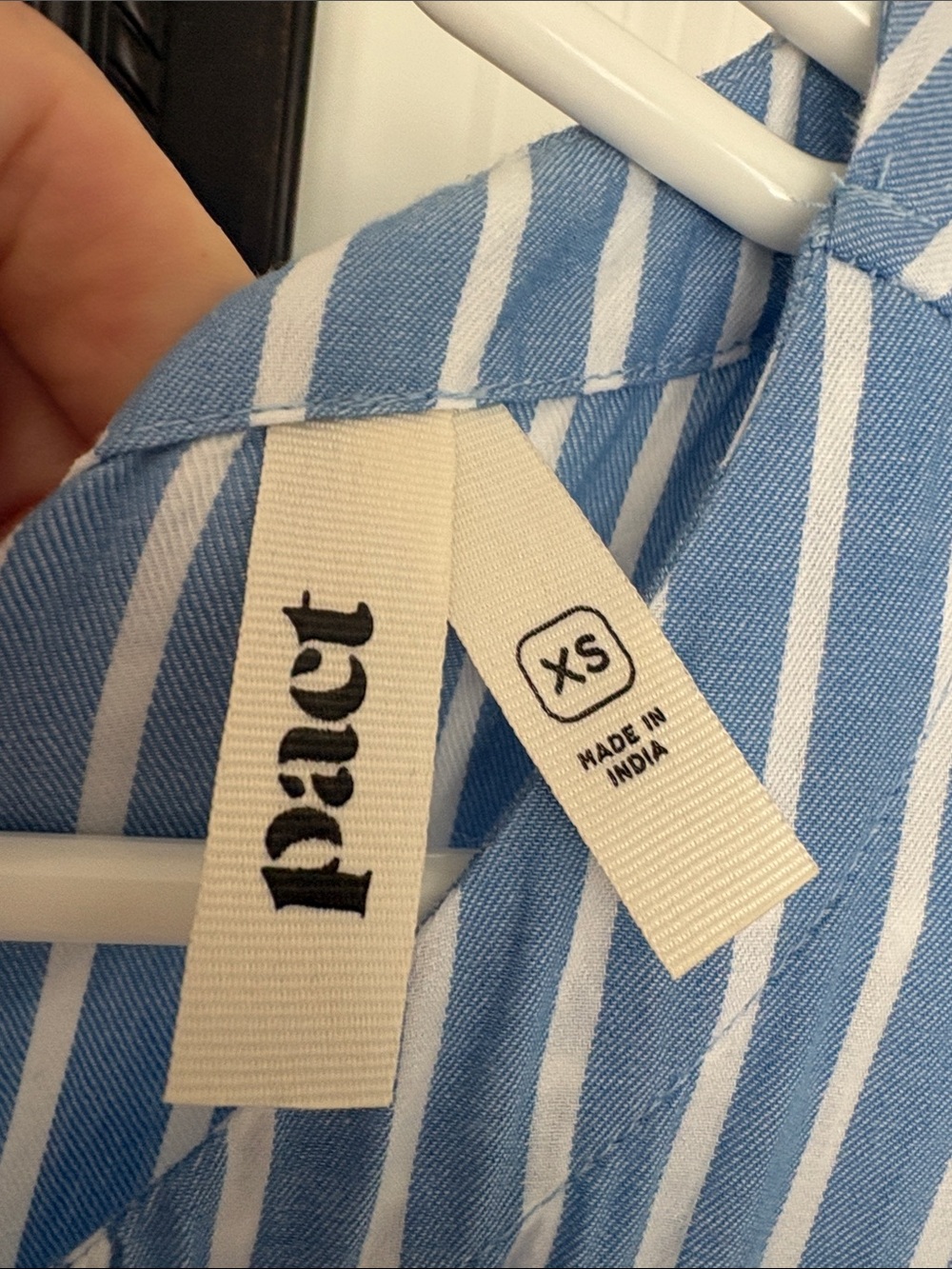 Pact Organic Cotton Sky Blue and White Striped Maxi Dress - Picture 2 of 3
